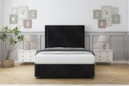 "Sloomy Pemberton Black Naples Divan Bed No Drawers-54"" Floor Standing Headboard 12"" Footboard 6' Super King" - thumbnail 2