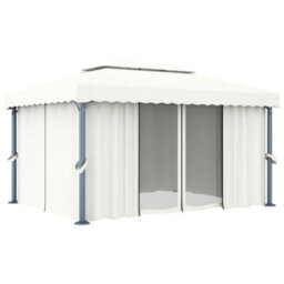Walplus Gazebo With Curtain 4X3 M Cream White Aluminium - thumbnail 2