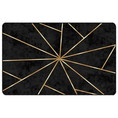 Berkfield Durable Rug Washable Black And Gold 190X300 Cm Anti Slip