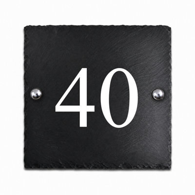 Rustic Slate House Number 40 With White Infill (15 X 15Cm) - image 1