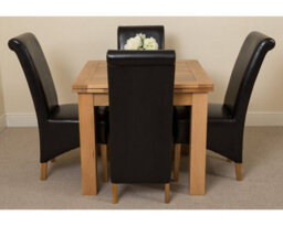 That's Furniture Richmond 90Cm - 150Cm Square Oak Extending Dining Table And 4 Chairs Dining Set With Montana Black Leather Chairs - thumbnail 2
