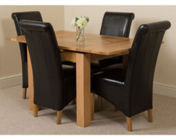 That's Furniture Richmond 90Cm - 150Cm Square Oak Extending Dining Table And 4 Chairs Dining Set With Montana Black Leather Chairs - thumbnail 3