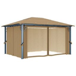 Berkfield Classic Gazebo With Curtain 400X300 Cm Taupe Aluminium - thumbnail 3