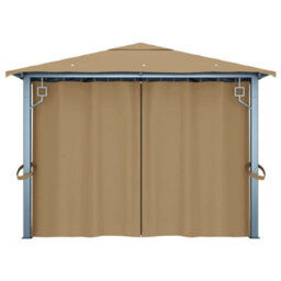 Berkfield Classic Gazebo With Curtain 400X300 Cm Taupe Aluminium - thumbnail 7