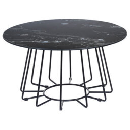 Beliani Coffee Table Bernie Tempered Glass Black Marble - thumbnail 1