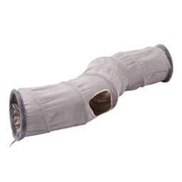 Thehotsale Grey Long S-Shape Collapsible Cat Play Tunnel With Hanging Ball, 117Cm W X 26Cm H - thumbnail 3