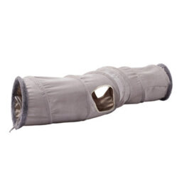 Thehotsale Grey Long S-Shape Collapsible Cat Play Tunnel With Hanging Ball, 117Cm W X 26Cm H - thumbnail 4