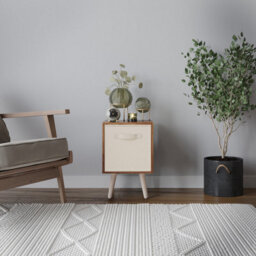 Urbn-Living Urbnliving 51Cm Height Teak Wooden Cube Storage Bookcase Cream Inserts Scandinavian Pine Legs - thumbnail 2