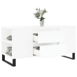 Berkfield Modern Coffee Table White 102X44.5X50 Cm Engineered Wood - thumbnail 4