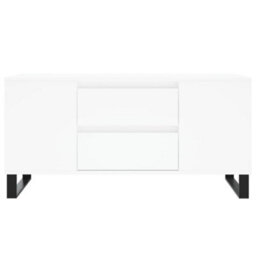 Berkfield Modern Coffee Table White 102X44.5X50 Cm Engineered Wood - thumbnail 5
