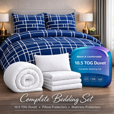 Pamposh Luxury Single Bedding Bundle Set Microfiber Duvet Cover, Duvet, 2 Pillow Protectors & Mattress Protector Soft Hotel Quality - image 1