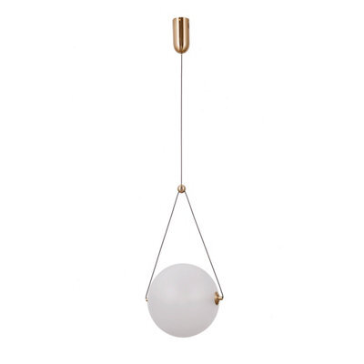 Luminosa Lighting Luminosa Rastia 25Cm Globe Pendant Ceiling Light Gold Opal Shade 3000K Warm White - image 1