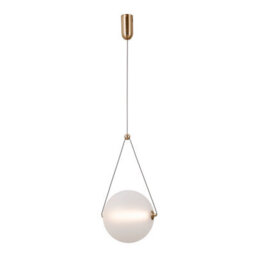 Luminosa Lighting Luminosa Rastia 25Cm Globe Pendant Ceiling Light Gold Opal Shade 3000K Warm White - thumbnail 2
