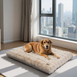 Bingopaw 130Cm Dog Bed Pet Calming Cushion Mat Washable Soft Warm Plush Mattress, Khaki Beige - thumbnail 8