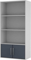 Urbn-Living Urbnliving 4 Tier Grey Wooden Bookcase Cupboard With Grey Metal Storage Shelving Display Cabinet - thumbnail 2