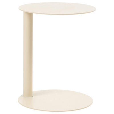 Beliani Garden Side Table Venturina 40 Cm 40 Cm Metal Beige - image 1
