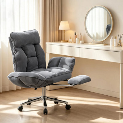 Grey Executive Office Chair Swivel Recliner Chair With Footrest Adjustable Backrest - image 1