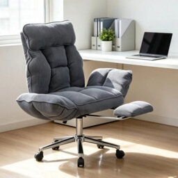 Grey Executive Office Chair Swivel Recliner Chair With Footrest Adjustable Backrest - thumbnail 6