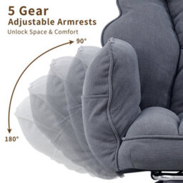 Grey Executive Office Chair Swivel Recliner Chair With Footrest Adjustable Backrest - thumbnail 3