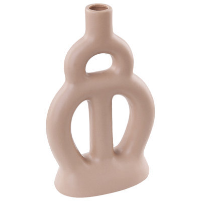 Beliani Flower Vase Kozani Ceramic 28 Cm Beige - image 1
