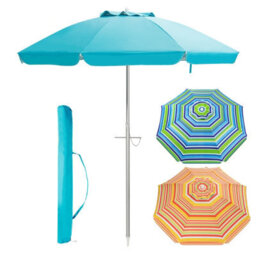 Costway 2M Patio Beach Umbrella Portable Sunshade Umbrella Upf 50+ With Sand Anchor - thumbnail 2