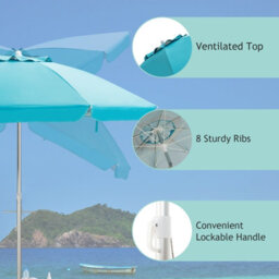 Costway 2M Patio Beach Umbrella Portable Sunshade Umbrella Upf 50+ With Sand Anchor - thumbnail 8