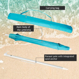 Costway 2M Patio Beach Umbrella Portable Sunshade Umbrella Upf 50+ With Sand Anchor - thumbnail 9
