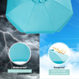 Costway 2M Patio Beach Umbrella Portable Sunshade Umbrella Upf 50+ With Sand Anchor - thumbnail 7