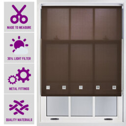 Mocha Roller Blind With Chrome Square Eyelets And Meta Fittings Cut To Size By Furnished - (W)180Cm X (L)210Cm - thumbnail 1