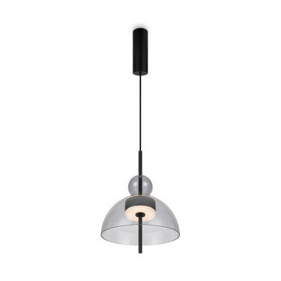 Luminosa Lighting Luminosa Bangkok I Modern 25Cm Dome Pendant Ceiling Light Black 3000K 1300Lm Grey Shade - image 1