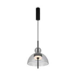 Luminosa Lighting Luminosa Bangkok I Modern 25Cm Dome Pendant Ceiling Light Black 3000K 1300Lm Grey Shade - thumbnail 1