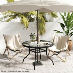 Costway Patio Side Table W/ Umbrella Hole Outdoor Round Bistro Table W/ Tempered Glass Top - thumbnail 5