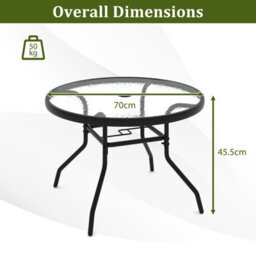Costway Patio Side Table W/ Umbrella Hole Outdoor Round Bistro Table W/ Tempered Glass Top - thumbnail 3