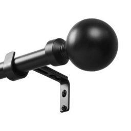 Marlow Black Steel Curtain Rod Set Extendable Adjustable With Quiet Operation - thumbnail 3
