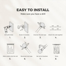 Marlow Black Steel Curtain Rod Set Extendable Adjustable With Quiet Operation - thumbnail 9