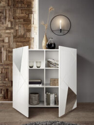FurniComp LTD Furnicomp Giulia 2 Door White Gloss Tall Sideboard/highboard With Mirrors - thumbnail 2