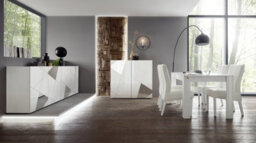 FurniComp LTD Furnicomp Giulia 2 Door White Gloss Tall Sideboard/highboard With Mirrors - thumbnail 4