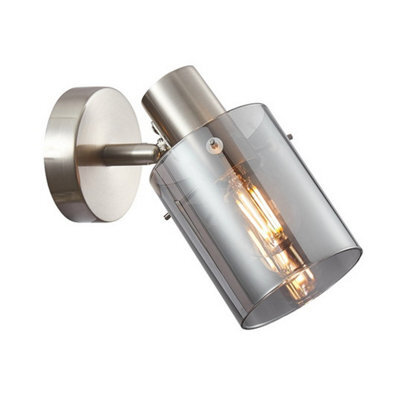 Luminosa Lighting Luminosa Sardo Single Spotlight Silver, Smoked With Smoked Glass