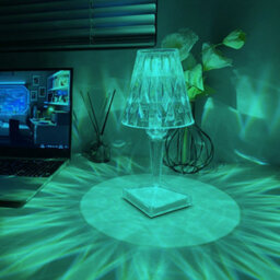 Komore Mini Rgb Led Table Lamp Rechargeable Table Light Clear Carved Acrylic Light - thumbnail 2