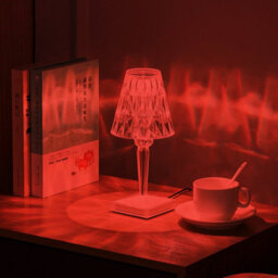 Komore Mini Rgb Led Table Lamp Rechargeable Table Light Clear Carved Acrylic Light - thumbnail 3