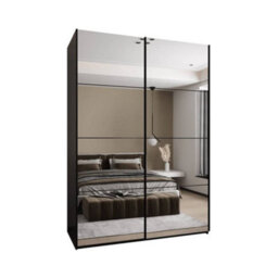 Arte Trosa Ii Black Mirrored Sliding Door Wardrobe W1700mm H2450mm D640mm With Black Steel Handles