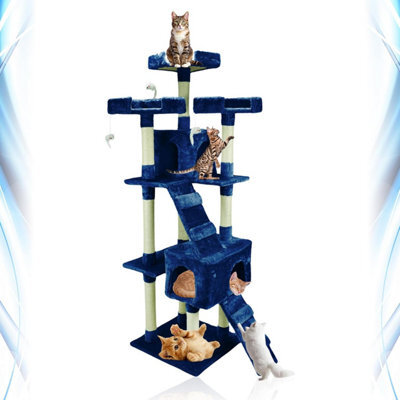 Wadan Cat Tree Tower With Condos, Ladder & Scratching Posts 170Cm Multilevel Cat Activity Centre For Large & Small Cats, Blue - image 1