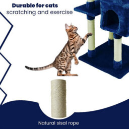 Wadan Cat Tree Tower With Condos, Ladder & Scratching Posts 170Cm Multilevel Cat Activity Centre For Large & Small Cats, Blue - thumbnail 5