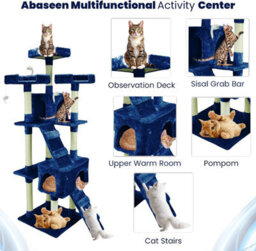 Wadan Cat Tree Tower With Condos, Ladder & Scratching Posts 170Cm Multilevel Cat Activity Centre For Large & Small Cats, Blue - thumbnail 3