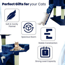 Wadan Cat Tree Tower With Condos, Ladder & Scratching Posts 170Cm Multilevel Cat Activity Centre For Large & Small Cats, Blue - thumbnail 7