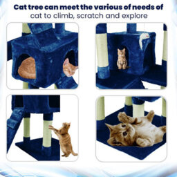 Wadan Cat Tree Tower With Condos, Ladder & Scratching Posts 170Cm Multilevel Cat Activity Centre For Large & Small Cats, Blue - thumbnail 8