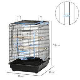 Pawhut 59Cm Bird Cage With Openable Top, Stand, Tray, Handles, Feeding Bowls - thumbnail 3