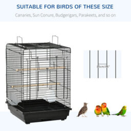 Pawhut 59Cm Bird Cage With Openable Top, Stand, Tray, Handles, Feeding Bowls - thumbnail 4