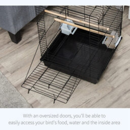 Pawhut 59Cm Bird Cage With Openable Top, Stand, Tray, Handles, Feeding Bowls - thumbnail 6