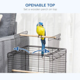Pawhut 59Cm Bird Cage With Openable Top, Stand, Tray, Handles, Feeding Bowls - thumbnail 8